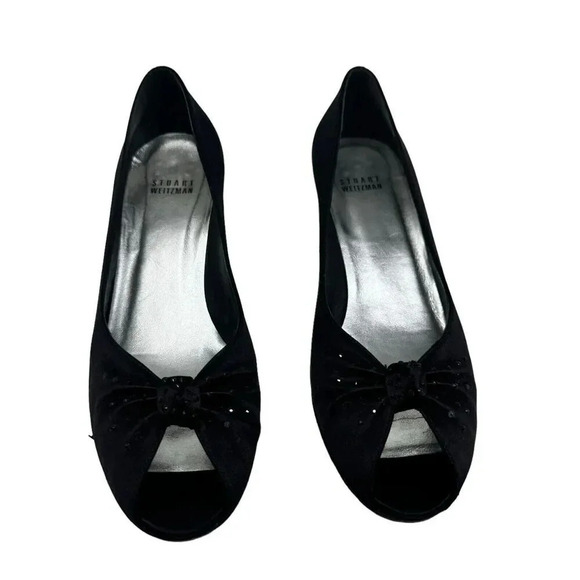 STUART WEITZMAN size 9 Evening Peep toe Pumps vintage Y2K bow - Picture 12 of 15